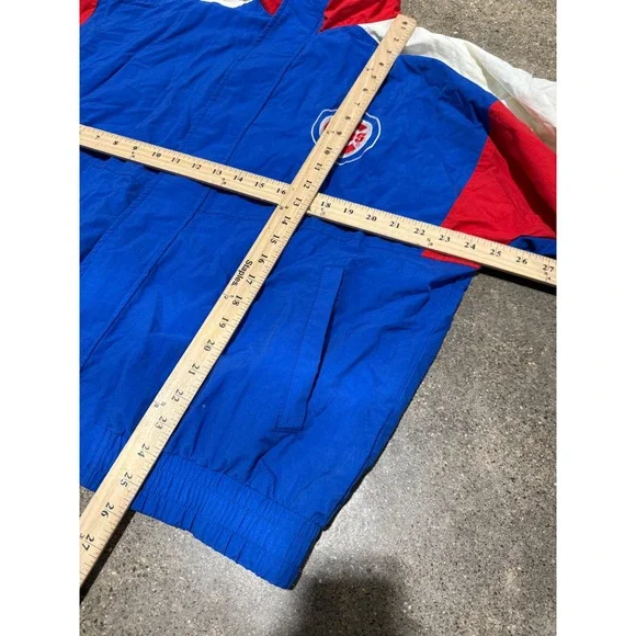 Starter Chicago Cubs Vintage MLB Windbreaker Jacket Blue Red White Mens Large